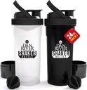 DAN RIVER 2Pack Shakerבק | 24oz פלסטיק חלבון Shaker & Mixer | Twist & Lock Design for Smoothies & חלבונים Mixes