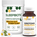 תוספי Natural Stacks בונדלה - SleepBiotic Preביוטיקה סיבים (292g) + תוספי Serotonin (60caps) - עבור Mood & Energy Boost, בריאות הנפש, Gut Health, Better Sleep