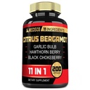 11in1 Citrus Bergamot תוסף 1000 מ"ג עם אוליב Leaf, הות'ורן ברי, Guggul, Garlic ועוד - תמיכה ב- Immunity, Circulatory System & Total Health - 200 קפסולות