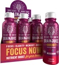 BrainJuice Brain and Immune Support Shot, Gluten Free Supplement Shots for Energy, Focus, Immunity with ויטמין D, C B, Alpha GPC & אורגני ג'ינג 'שורש, Pomegranate Acai, 2.5 fl oz, 12 Pack