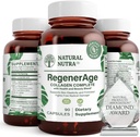 טבעי Nutra RegenerAge תוסף שלם לבריאות העור עם חלבונים פפטיםידים, להפחית את מרקי מתיחה, Contributes בריאות כוללת, ויטמין C, Grape Seed Red Wine Extract, Gluten Free, 90 קפסולות.