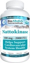 ביו Absorb Nattokinase תוסף 100 מ"ג, 2000 FUs. 400 ימים אספקה. non-GMO Natto Extract Enzyme (400 Veggie Caps)
