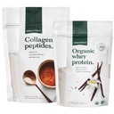 כוח טבעי נקי, Grass Fed Collagen Peptides + Vanilla אורגני Whey חלבון Bundle - אורגני, non GMO Whey חלבונים & hydrolyzed סוג I ו 3 Collagen - 14.3 Ounce Bag ו 11.7 Ounce Bag
