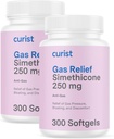 Curist Gas Relief Simethicone 2 Pack - 250 מ"ג Softgels (600 הרוזן) הקלה מזיקה, Bloating Relief & Anti Flatulence Gas Pills for Adultss Gas and Bloating Relief (600 Softgels)
