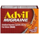 Advil Migraine Head Relief, Ibuprofen קפסולות עם Ibuprofen 200 מ"ג עבור Migraine הקלה, Nausea הקלה והקלה לאור Sרגישות - 20 קפסולות ממולאות נוזליות