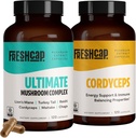 FreshCap Mushrooms Energy Bundle (Cordyceps קפסולות ו- Ultimate Mushroom Complex קפסולות)