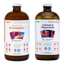 LIQUIDHEALTH Mega Energy B-Complex & Calcium and Magnesium Liquid Vitamin Bundle for Adults - Increase Natural Energy Level, Support Bone & Joint Health, Boost Immune System - Vegan, Non-GMO, USA Made