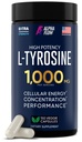 Alpha Flow L Tyrosine 1000MG כמוסות - All-Natural L- Tyrosine תוסף עבור Focus & Energy Boost - Non-GMO & Gluten-Free - טבעוני 150 Caps -500 מ"ג x 2 לשרת