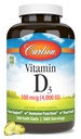 קרלסון - ויטמין D3, 4000 IU (100 mcg), Bone & Immune Health, Cholecalciferol תוסף, Gluten Free ויטמין D קפסולות, 360 Softgels