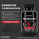 תוסף מורכב Mushroom - Natural Brain Nootropic for Cognitive Wellness, Clarity, Focus, Memory & Immune System Support, 10 Mushroom Cordyceps, Reishi, Lions Mane, טורקיה Tail