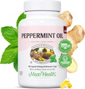 Maxi Health Peppermint שמן קפסולות - אורגני ג'ינג'ר שמן וחונל נדחה קפסולת שחרור - תוספת מזון תזונתית גמישה פפרמיניט לתמיכה מזיקה (60 קפסולות)