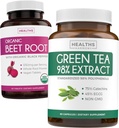Beet Root & Green Tea לחלץ (1-Month אספקת) Detox Power Duo - אורגני Beet Root עם Black Pepper עבור Absorption 1250mg (60 טבליות) & Green Tea לחלץ 98% עם EGCG 1000 מ"ג לשרת (60 כובעים)