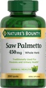 Nature's Bounty Saw Palmetto Support for Prostate and Urinary Health, תוסף בריאות צמחי, 450 מ"ג, 250 קפסולות