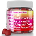 SHIZAM Ubiquinol CoQ10 PQQ Astaxanthin Beetsmies, Super Mitochondrial ATP תוספתs Soft Chews נוזלי אבקת Alt, Beet-Root