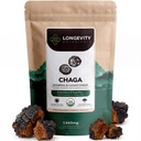 Longevity הבוטנים אורגני Chaga Mushroom אבקת לחלץ 100g | ריכוז 10:1 Ratio | 100% פירות גופים | Inous Obliquus Natural Supplement for Immune Function, Antioxidants & Vitality