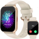 RUIMEN Smart Watches for Women Men (Answer / Make Calls, 2 Bands Included), 1.8 "Smartwatch for iOS / Android Phones, Fitness Tracker Heart Rate/Sleep Monitor Digital Watch Waterive Milky לבן לבן