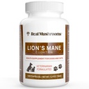 Real Mushrooms Lion's Mane Pet Mushroom תוסף - Pet WellBeing כמוסות - עבור Cat & Dog תוסף ווויטמינים - תמיכה ב-Raoutines - אורגני, טבעוני, non-GMO, Count 120