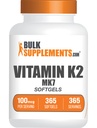 BulkSupplements.com ויטמין K2 Softgels - ויטמין K2 MK7, תוספי ויטמינים - Gluten Free, 1 Softgel לכל משרת, 365 Count (Pack of 1)