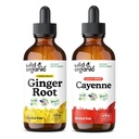 Wild & אורגני ג'ינג'ר Root Tincture 4 fl oz & Cayenne Pepper Tincture 4
