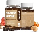 Mushroom Gummies תוסף - עם Ashwagandha, Lions Mane, Shitake Mushrooms, טורקיה Tail, Chaga, ו Cordyceps Mushroom for Immune Health, Mood & Stress Support (180 מסטיקנים)