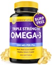 InnovixLabs Triple Power אומגה 3 תוספת, שמן דגים Burpless לנשים וגברים - 900 מ"ג EPA & DHA, Brain & Joint Support, זכייה ושלישית נבדק, 200 Softgels
