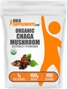 BulkSupplements.com אורגני Chaga Mushroom אבקת - אבקת צ'אגה אורגנית, תוסף Mushroom - Gluten Free, 1g לכל משרת, 100g (3.5 oz) (Pack of 1)