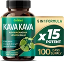 GriMed Kava 19,700 מ"ג - X 15 Power with Ashwagandha Lemon Balm - כוח, להירגע, לשחזר, Calm - מיוצר בארה"ב (100 ספירה)