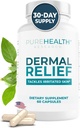 PUREHEALTH RESEARCH Dermal Relief Supplements - for Irritated Skin, Eczema and Dermatitis with L-Histidine, Ashwagandha Root Extract, Rhodiola Crenulata, ויטמין D ו- E - 1 בקבוק - 60 קפסולות