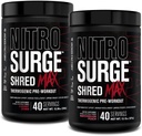 Jacked Factory Nitrosurge Shred Max Preworkout - High-Performance Thermogenic טרום עבודה אבק עם L Citrulline, Acetyl L Carnitine, אורגני Caffeine - 80 משרתים, Cherry Bomb & Watermelon Peach