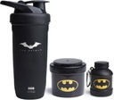 Smartshake DC Comics Bundle - Batman Stainless Steel חלבון Shaker 900 מ"ל עם Funnel 110 מ"ל ו- Storage Containers 200 מ"ל.