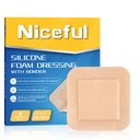 Silicone Foam Dressing 4 "x4", סיליקון עמיד למים עם Border Adhesive, High Absorbency Bed Sore Bandages Wound Care Dressing (2.5"X2.5), 5 Packs, FSA HSA Eligible Bed Sore Bandages
