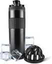 Ice Shaker Insulated Stainless Steel Shakerבק | 20 oz, Black | Cold for 24+ Hours | Insulated Cup with Twist-on Agitator | Odor-Free Bottle for Protein Shakes, Water, Smoothies, קוקטיילים