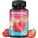 Melatonin Tablets - 10 מ"ג תוספת תזונתית - Strawberry Flavored - 200 טבליות טבעוניות - על ידי NextGenU