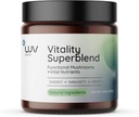 LUV health Vitality Superblend: Mushroom Supplement - Superfood Powder with Cacao, Lion’s Mane, Cordyceps, Reishi, Green Tea, and Turmeric – Energy, Focus & Daily Wellness Support Vegan, 30 Servings