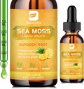 Sea Mossss Liquid Drops - Organic Irish Sea Mos Gel with Spirulina, Bladderwrack, Burdock Root, Pinapple Seamoss Gel for Joint, Detox Cleanse & Digest Support - 2 Fl Oz, טבעוני טבעוני