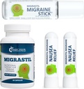 ענקית Vigor Migrastil Migraine תמיכה Kit עם Migraine Stick, קפסולות ו Nausea Inhaler. מיוצר בארה"ב