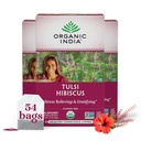 OrganIC INDIA Tulsi Hibiscus Tea Bags - Holyזיל Herbal Tea, Stress Relieving, Calming, Immune Support, USDA אורגני, Caffeine חינם -18 Bags, 3 Pack