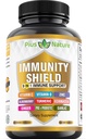 9-in-1 Immune תומך ויטמין C (1000mg), ויטמין D3 (5000 IU), Zinc (2 מ"ג) עם Elderberry, Turmeric, Echinacea, ג'ינג'ר, Garlic ו-Pre+Pro-Biotic לשרת (120 caps perבק - 2 חודשים אספקת)