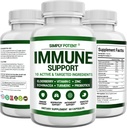 Immune Support Supplement, 10 ב 1 Immunity Booster Band of Elderberry, ויטמין C, Zinc, Echinacea, Turmeric, Probiotics & Antioxidants for Immune Defense, Respiratory & Digestive Health, 60 Pills