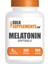BulkSupplements.com Melatonin 5 מ"ג Softgels - Melatonin למבוגרים, Sleep Supplement - 5 מ"ג מלטונין לכל משרת, Gluten Free, 1 Softgel לכל משרת, 365 Count (Pack של 1)