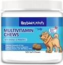 Herbion חיות Multivitamin Chews עם מינרלים ופרוביוטיקה, משפר את Immunity & Coat, תומך Digest, Brain & Heart Health, Delicious Natural Duck Flavor, כלבים ווויטמינים, Pack של 1