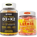 NEVISS סוכר חינם Lutein Gummies 60 Counts + ויטמין D3 חניכיים 60 Counts