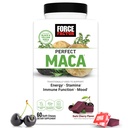 עבור FACTOR Perfect Maca, Maca Root ו DIM תוספת עם Saffron כדי Boost Energy ו Mood, עם צהוב שחור Maca, ויטמינים, מינרלים ואנטיoxidants, דובדבן כהה, 60 צ'יפס רך