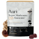 Auri Super Mushroom Daily Gummies - All-in-One Daily Mushroom תוספת מסטיקמי - 12 Mushroom בלנדר עם Chaga, Lions Mane, Reishi, Cordyceps - 60 חניכיים