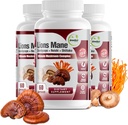 GreeNatr Complete Mushroom -10 ב 1 Complex with Lions Mane, Cordyceps, Shiitake, Chaga, טורקיה Tail for Immune Support, Memory, Focus & Natural Energy Booster - 180 קפסולות (3 בקבוקים)