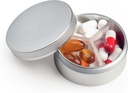 Small Pill Case 3 השוואתיות, Metal Round Portable Pill Box, Waterהוכחות Travel Pill Organer, Pocket Purse Medicine Holder EDC Container (Silver)
