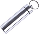 Silver Small Portable Pill Box Keychain, Aluminium Alloy Mini Pill מארגנת Case Container for Purse, Metal Surface Pill Holder Medicine עבור חבילות נסיעות בחוץ