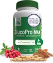 בריאות Thru Nutrition GlucoPro מקס - עם 1,500 מ"ג ברברין, Chrominex + Chromium, ו 1000 מ"ג Cinnamon | טבעוני, Non-GMO, Gluten Free | חבילת 180 של 180