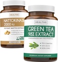 Nattokinase & Green Tea (1-Month אספקת) אנרגיה Boost Bundle - Nattokinase 2000 FU Powerful באופן טבעי פורה Soybeans (60 Caps) & Green Tea Extract with EGCG (Non-GMO) Natural Metabolism Boostmented Soybeans (60 Caps) & Green Tea Extract with EGCG (Non-GMO)