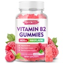 ויטמין B2 Gummies Riboflavin 400 מ"ג תוספת עם מגנזיום לילדים ומבוגרים, B2 חניכיים עבור Migraine הקלה מערכת תמיכה, טבעוני, סוכר חינם, Raspberry Flavor, 60 הרוזן